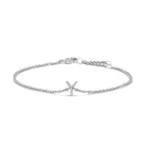 10K White Gold Diamond Accent "A" Initial Charm and Link Bracelet