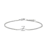 10K White Gold Diamond Accent "A" Initial Charm and Link Bracelet