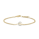 10K White Gold Diamond Accent "A" Initial Charm and Link Bracelet