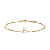 10K White Gold Diamond Accent "A" Initial Charm and Link Bracelet