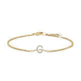 10K White Gold Diamond Accent "A" Initial Charm and Link Bracelet