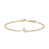 10K White Gold Diamond Accent "A" Initial Charm and Link Bracelet