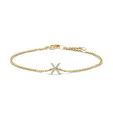 10K White Gold Diamond Accent "A" Initial Charm and Link Bracelet