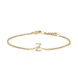 10K White Gold Diamond Accent "A" Initial Charm and Link Bracelet