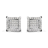 10K White Gold 1 1/4 Cttw Princess Diamond Composite Double Square and Halo Stud Earrings (I-J Color, I1-I2 Clarity)