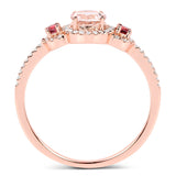 0.63 Carat Genuine Morganite, Pink Tourmaline and White Diamond 14K Rose Gold Ring