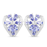 2.97 Carat Genuine Tanzanite & White Topaz .925 Sterling Silver Earrings