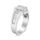 14K White Gold 2 3/4 Cttw Invisible-Set Princess and Channel-Set Baguette Diamond Step Up Cocktail Ring (G-H Color, SI1-SI2 Clarity) - Ring Size 9.25