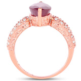 14K Rose Gold Plated 5.11 Carat Glass Filled Ruby and White Topaz .925 Sterling Silver Ring