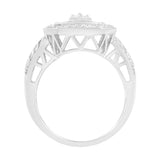 .925 Sterling Silver Round and Baguette Diamond Cathedral Ring (0.75 Cttw, H-I Color, I2-I3 Clarity) - Size 7