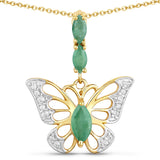 0.72 Carat Genuine Emerald and White Zircon .925 Sterling Silver Pendant