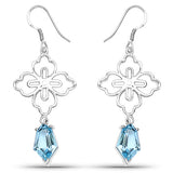 12.82 Carat Genuine Swiss Blue Topaz .925 Sterling Silver Earrings