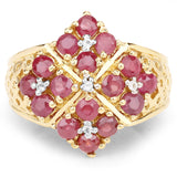 2.13 Carat Genuine Ruby and White Topaz .925 Sterling Silver Ring