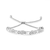 14K Yellow Gold Plated .925 Sterling Silver Diamond Accent Alternating Marquise Shape and Heart Links Bolo Bracelet (I-J Color, I3 Clarity) - Adjustable 6" to 9"