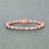7.56 Carat Genuine Morganite and White Diamond 14K Rose Gold Bracelet