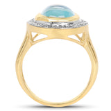 14K Yellow Gold Plated 6.70 Carat Genuine Blue Topaz .925 Sterling Silver Ring