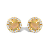 10K White Gold Purple Amethyst and 1/6 Cttw Diamond Halo Stud Earring