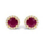 10K White Gold Purple Amethyst and 1/6 Cttw Diamond Halo Stud Earring