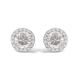 10K White Gold Purple Amethyst and 1/6 Cttw Diamond Halo Stud Earring