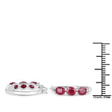 1.81 Carat Genuine Ruby and White Diamond .925 Sterling Silver Earrings