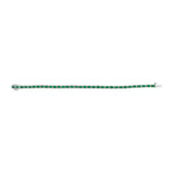 14K White Gold Alternating Oval Green Emerald and Diamond Tennis Bracelet