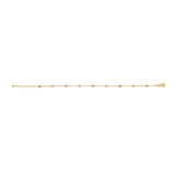 14K Yellow Gold Alternating Red Ruby and White Diamond Bezel Station Chain Bracelet (I-J Color, SI2-I1 Clarity) - 8" Inches