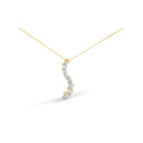 AGS Certified 14k White Gold 3.0 Cttw Baguette and Brilliant Round-Cut Diamond Journey 18" Pendant Necklace (F-G Color, I1-I2 Clarity)