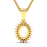 0.13 Carat Genuine White Diamond 14K Yellow Gold Semi Mount Pendant - holds 8x6mm Oval Gemstone