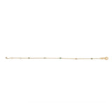 14K Yellow Gold Alternating Green Emerald and Diamond Bezel Station Chain Bracelet - Size 7.5 inch