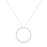 .925 Sterling Silver 4 cttw Prong Set, Round-Cut Diamond Open Circle Hoop 18" Pendant Necklace (J-K Color, I1-I2 Clarity)