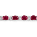 11.67 Carat Genuine Ruby and White Diamond 14K White Gold Bracelet