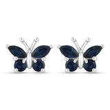0.61 Carat Genuine Blue Sapphire .925 Sterling Silver Earrings