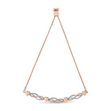 14K Rose Gold Plated .925 Sterling Silver Diamond Accent Layered Infinity Link and Heart Adjustable 4â€-10â€ Adjustable Bolo Bracelet (I-J Color, I3 Clarity)