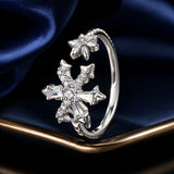 925 Sterling Silver Ring with White Gold Plating and CZ for Women