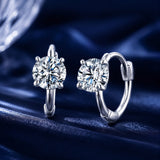 925 Sterling Silver & White Gold Plated 0.5 Carat Moissanite Earrings for Women