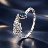 925 Sterling Silver Transparent Glass Ring for Women