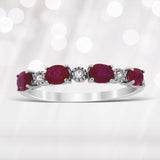 1.08ct Ruby Diamond Fashion band rings 14KT White Gold
