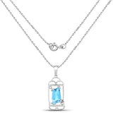 4.57 Carat Genuine Swiss Blue Topaz & White Topaz .925 Sterling Silver Pendant