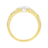 10K Two Tone Color 2/3 Cttw Diamond Kite and Twist Shank Ring (H-I Color,SI2-I1 Clarity)