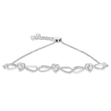 .925 Sterling Silver Diamond Accent Heart and Infinity 4â€-10â€ Adjustable Bolo Bracelet (I-J Color, I3 Clarity)