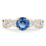 1.27 Carat Genuine Blue Sapphire and White Diamond 14K Yellow Gold Ring