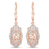 1.04 Carat Genuine Morganite and White Topaz .925 Sterling Silver Earrings