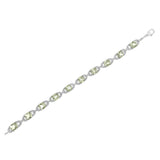 .925 Sterling Silver 7x7 mm Cushion Cut Green Amethyst and 1/20 cttw Round Cut Diamond Fashion Tennis Bracelet (I-J Color, I1-I2 Clarity) - 7"