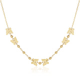 14k Yellow Gold 18 inch Necklace with Polished Butterflies and Beads