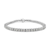 .925 Sterling Silver 1.0 Cttw Diamond Square Frame Miracle-Set Tennis Bracelet (I-J Color, I3 Clarity) - 7"