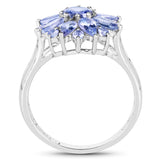 2.43 Carat Genuine Tanzanite .925 Sterling Silver Ring