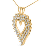 14K Yellow Gold Plated .925 Sterling Silver 3.00 Cttw Round Cut Diamond Cluster Heart 18" Pendant Necklace (K-L Color, I1-I2 Clarity)