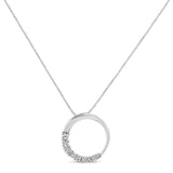 14K White Gold 1/4 Cttw Round-Cut Graduating Diamond Open Circle Hoop 18" Pendant Necklace (J-K Color, I1-I2 Clarity)