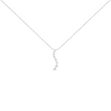 AGS Certified 14k White Gold 3.0 Cttw Baguette and Brilliant Round-Cut Diamond Journey 18" Pendant Necklace (F-G Color, I1-I2 Clarity)