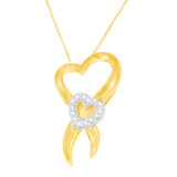 10K Two-Tone Gold 1/10 cttw Diamond Heart Pendant Necklace (H-I, I1-I2)